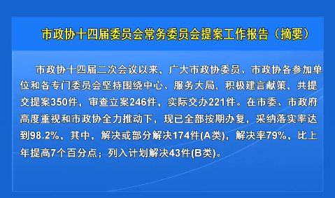 市政协十四届委员会常务委员会提案工作报告（摘要）
